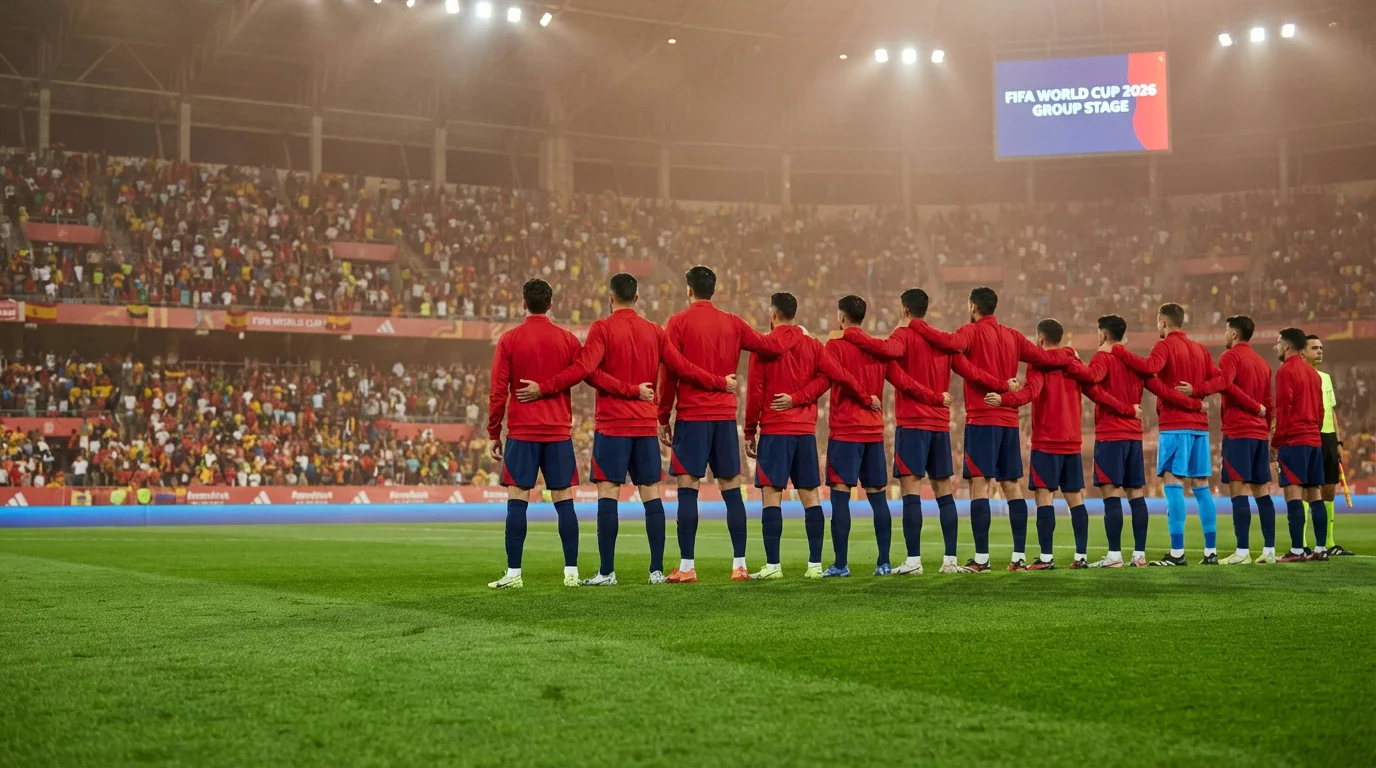 Spain national football team squad lined up before a World Cup 2026 group stage match