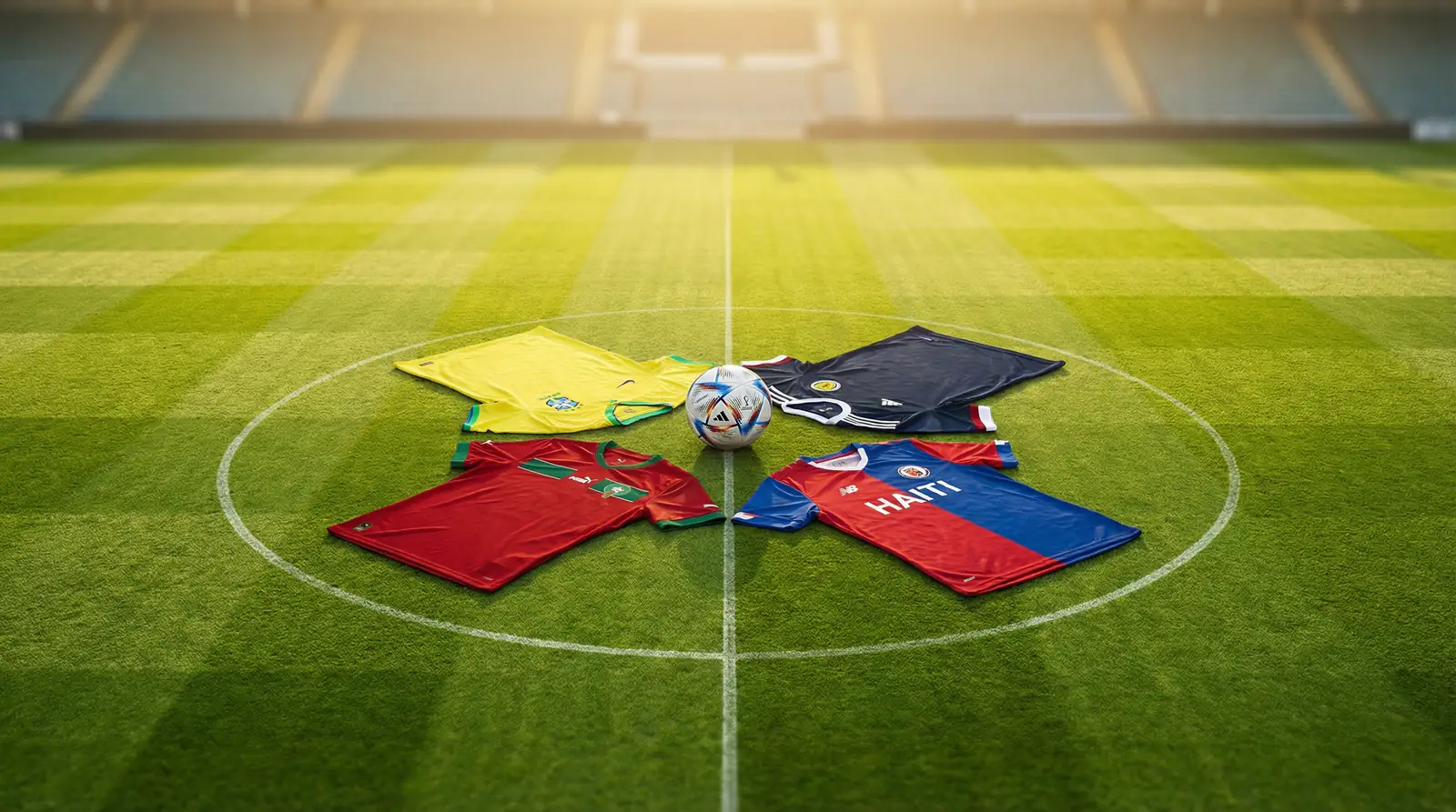 World Cup 2026 Group C preview featuring Brazil, Morocco, Scotland and Haiti flags with tournament branding